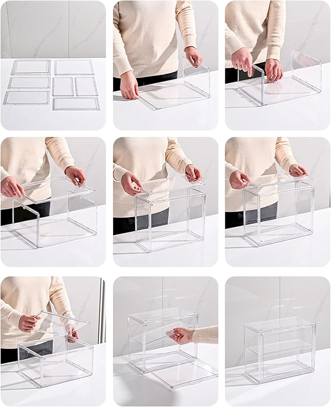 2 Pack Acrylic Display Case, 2/3 Layer Adjustable Figure Display Case, Wall-Mounted Dustproof Showcase for Collectibles Action Figure (2, 2 Tiers)