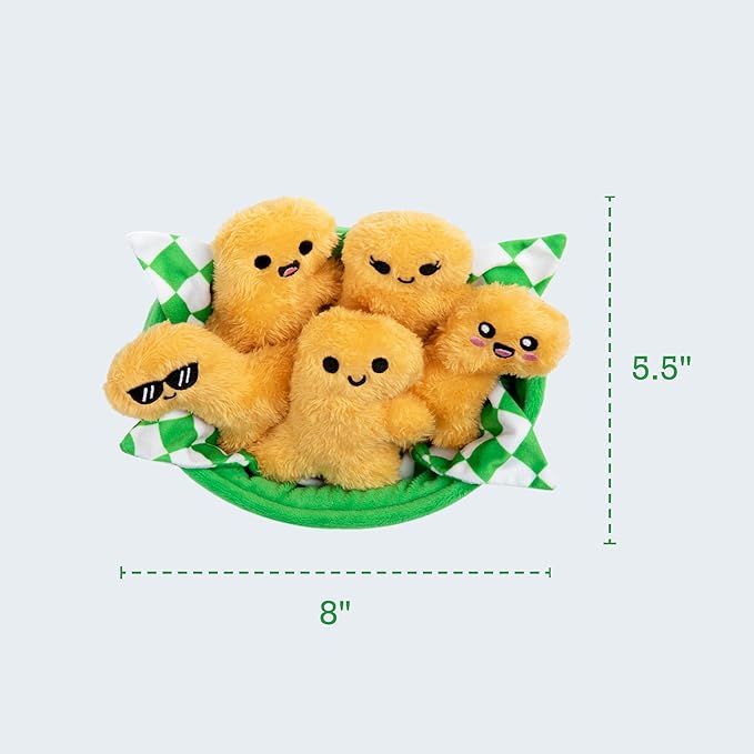 Emotional Support Dino Nuggies by Relatable, Easter Plush Stuffed Animals & Toy, Cute Easter Basket Stuffer, Non Candy Easter Gift for Kids, Includes 5 Dinosaur Plushies with Carrying Basket