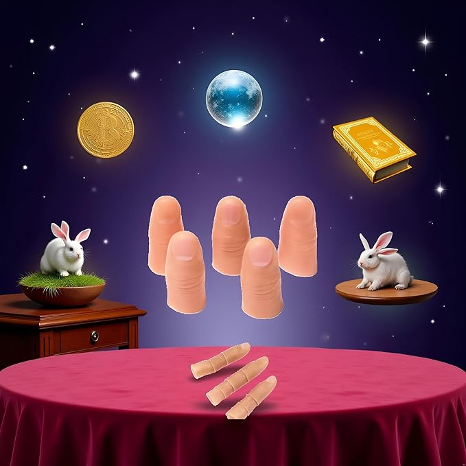 5pcs/Set Magic Trick Fingers Fake Thumb Tips,Close Up Stage Show Prop Prank,True to Life Fake Thumb Truth Magic Kits and Accessories,Magic Kits and Accessories,Novelty and Gag Toys