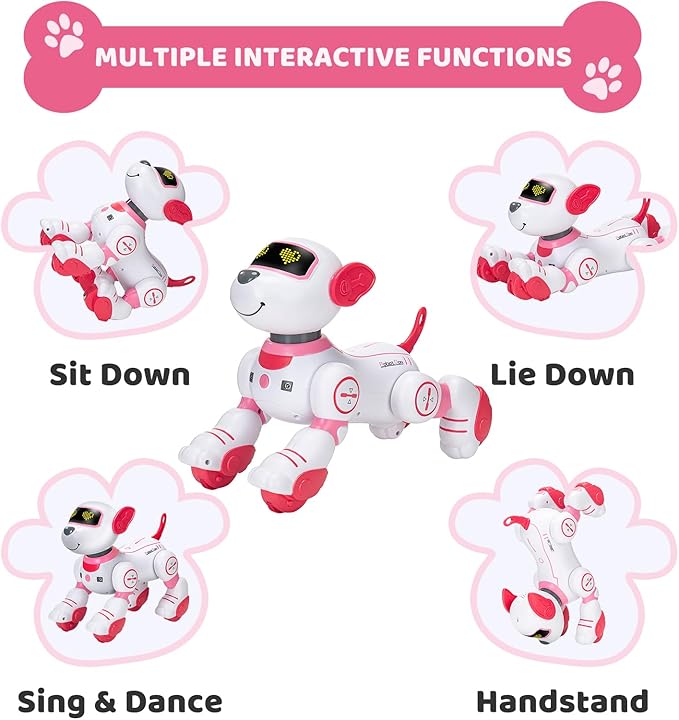 Remote Control Robot Dog Toy: Programmable Robotic Puppy for Kids Smart Interactive Robot Pet Dog Dancing Singing Stunt Animal Toy for Toddler Toys 3-8 Year Gift