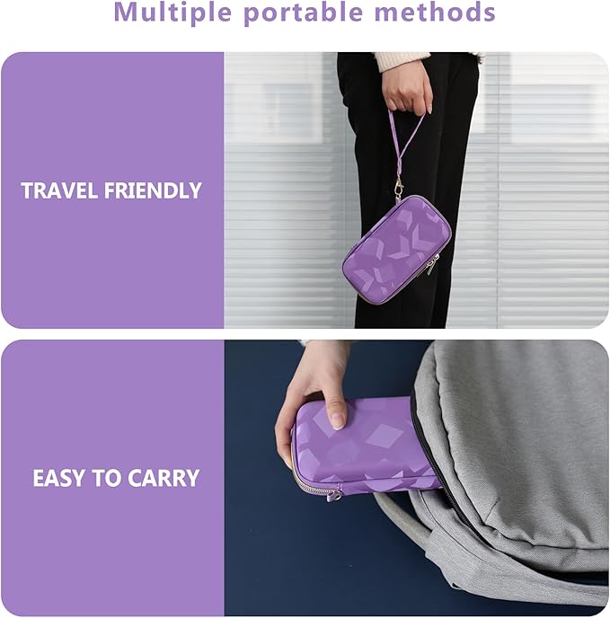 Supmay Carrying Case Compatible with CCTU / TEBIYOU Kids Handheld Games Preloaded 218 Retro Video Games, Portable Gaming Electronic Toys Storage Holder Travel Bag with Mesh Pocket, Purple(Cube)