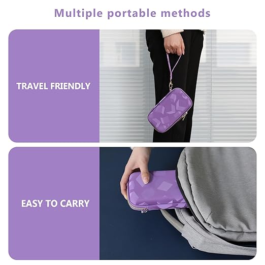 Supmay Hard Travel Case for My Arcade Data East Pocket Player, Portable Video Game System Handheld Game Protection Case with Mesh Pocket for Batteries and USB-C Cable, Purple