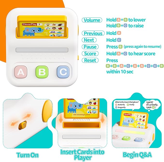 Educational Toys for Kids 3-7 Years Old, Interactive Learning Game with 800 Quiz Questions, Montessori Brain Training Activity, Autism Sensory Speech Therapy Gift for Toddler Boys Girls