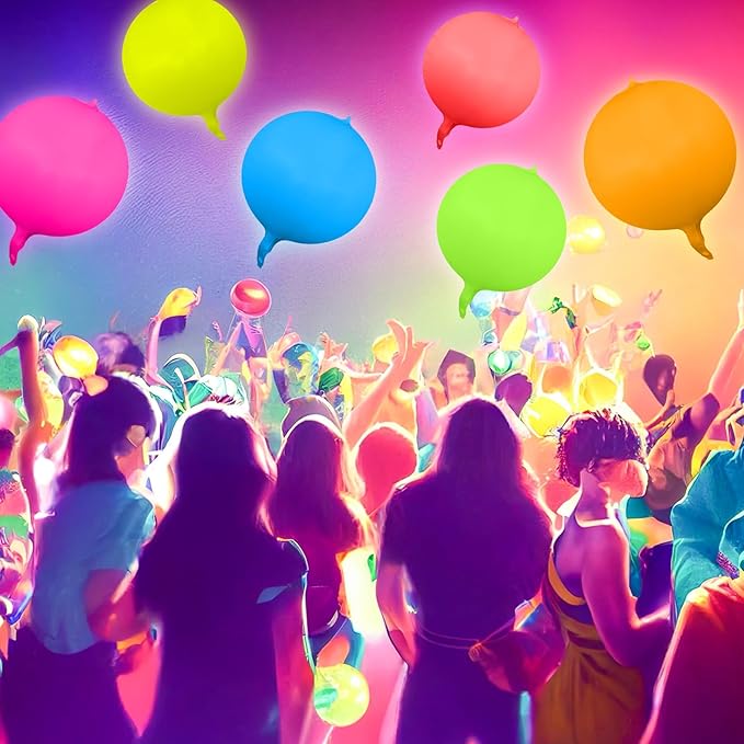 6 Pcs 22 Inches Glow in The Dark UV Neon Balloons Glow Party Supplies Neon Foil Balloons 90 80s Hip Hop for Halloween Christmas Birthday Wedding Anniversary Backdrop Decor