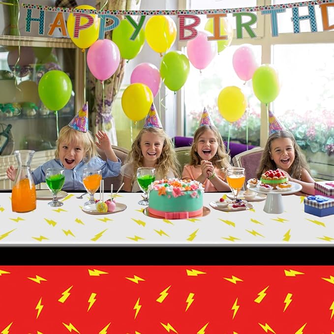 2Pcs Cartoon Animation Party Tablecloths 70.8×42.5 inch Red and White Tablecloths Table Decorations Party Supplies (Red)