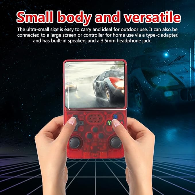 New Upgraded R36S Retro Handheld Video Game Console Linux System 3.5 Inch IPS Screen Portable Pocket Video Player 128GB Games, 21 Emulator ( Red )