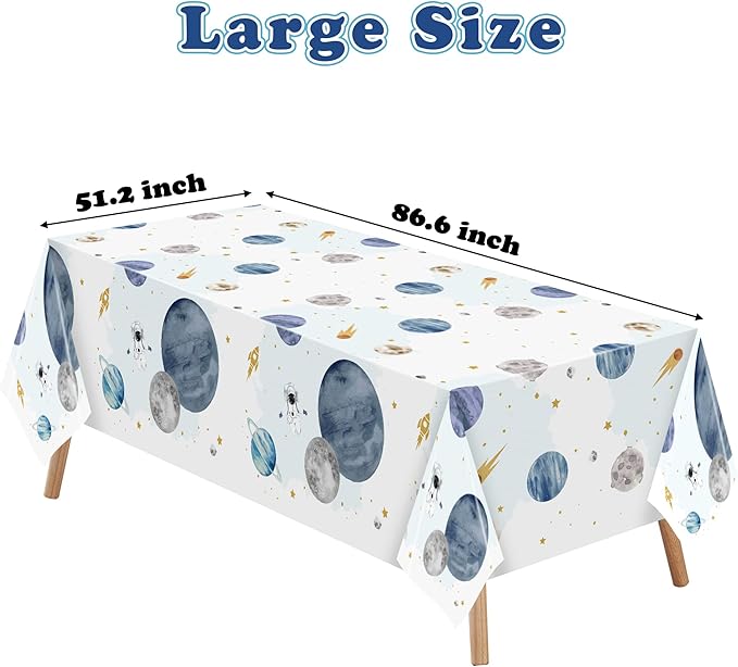 3Pack First Trip Around The Sun Space Party Tablecloths Outer Space Theme Disposable Rectangle Table Cover Decorations for 1st Birthday Baby Shower Party Tablecover Supply, 86.6x51 Inch