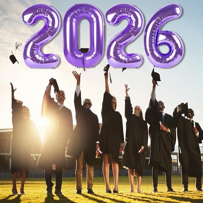 Purple 2026 Number Balloons, 40 Inch Balloon, New Years Eve Decorations, Balloons for New Years Eve Party Supplies 2026, Graduation Decoration, 2 6 20 26 Birthday Parties