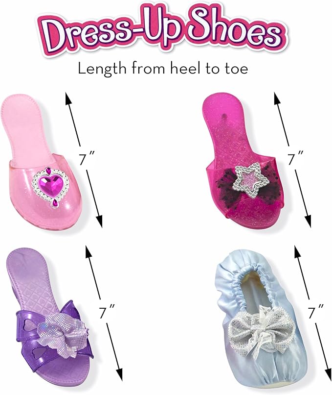 Melissa & Doug Dress-Up Shoes Set for Kids (4 Pairs) – Step In Style! High-Heeled Role Play Shoes – Pretend Play Costume Accessories for Toddlers & Preschool Ages 3+
