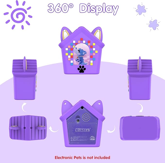 Silicone Case for Bitzee Doghouse Interactive Digital Pet, Shockproof Protective Cover for Doghouse Bitzee Virtual Electronic Pets Accessories with Lanyard (Purple)
