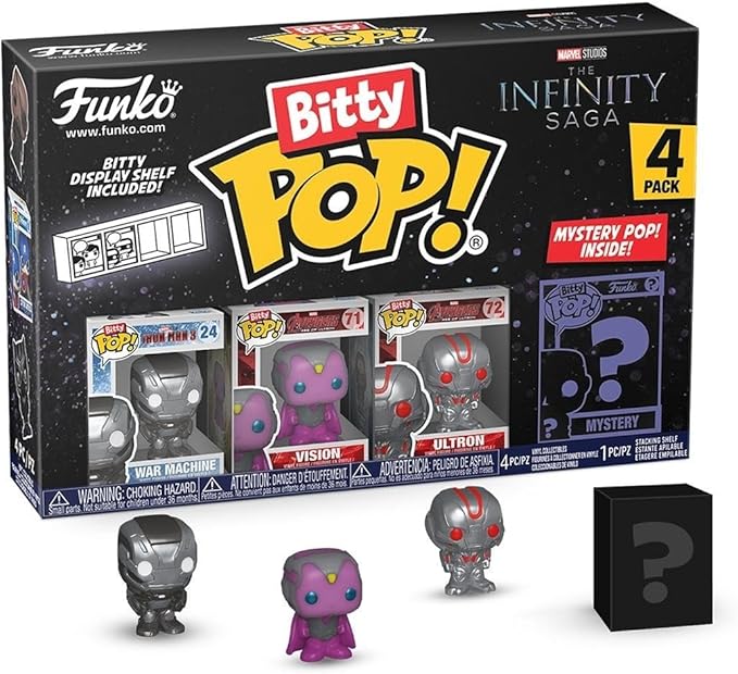 Funko Bitty POP! Marvel - Iron Man and A Surprise Mystery Mini Figure - 0.9 Inch (2.2 Cm) - Marvel Comics Collectable - Stackable Display Shelf Included - Gift Idea - Party Bags Stocking