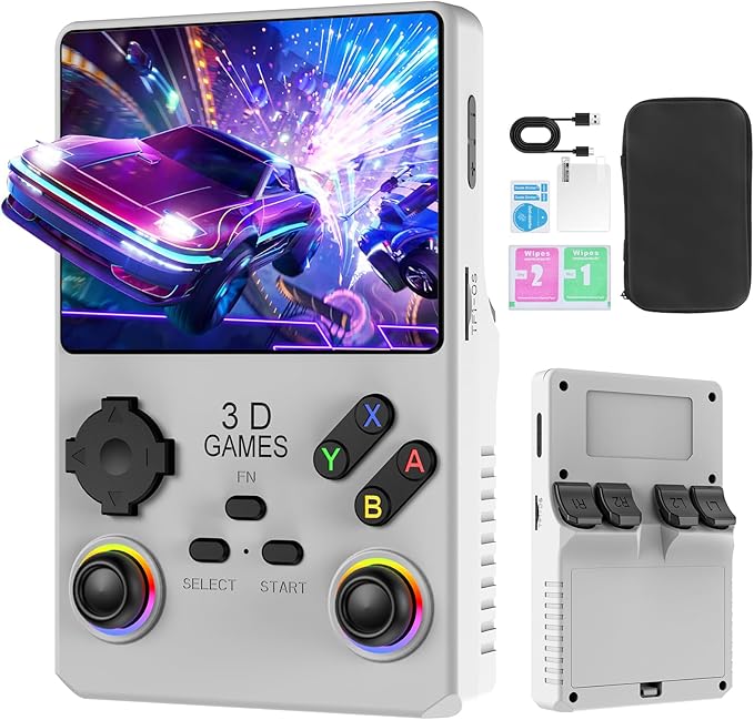 V40 PRO Upgraded Retro Handheld Game Console, Built in 35,000+Classic Games, 36+Simulators, Linux System, 3.5-inch 4K HD IPS Screen Video Player, 256GB TF Card, Portable Pocket Arcade Console (White)