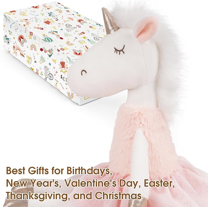 Unicorn Toys for Girls Age 4-6,16.5" Pink Unicorn Stuffed Animal for Girls Toy, Ballerina Plush Unicorn,Cute Stuffed Animal Birthday Decorations
