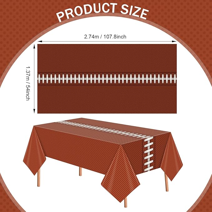 Oudain 6 Pcs Football Party Tablecloth 108 x 54 Inches Rectangle Rugby Table Cloth Disposable Plastic Sport Themed Table Covers for Football Rugby Day Birthday Party Supplies Favors