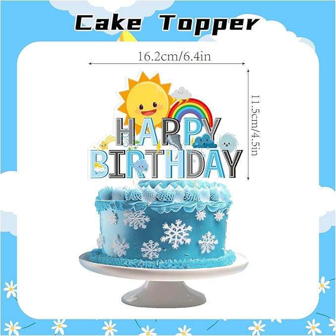 Weather Birthday Party Decorations Set, Weather Forecast Party Supplies Weather Banner Cake Topper Cupcake Toppers Balloons for Tornado Rainbow Clouds Sun Snow Moon Star Party Decorations