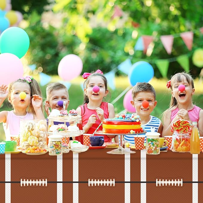 3PCS Football Tablecloths Football Birthday Plastic Table Cloth Party Decorations Football Disposable Table Covers Touchdown Game Day for Rectangle Tables Sports Party Supplies, 54 X 108 Inches