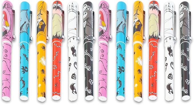 Disney Nightmare Before Christmas Pen Set - Bundle of Jack Skellington 12 Pack Pens with Decals | Nightmare Before Christmas Party Favors