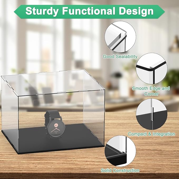 Clear Acrylic Display Case, 12 x 10 x 8 Inch Assemble Acrylic Display Box Rectangular Dustproof for Action Figures/Model/Statues/Collectibles/Doll/Toys/Home Storage