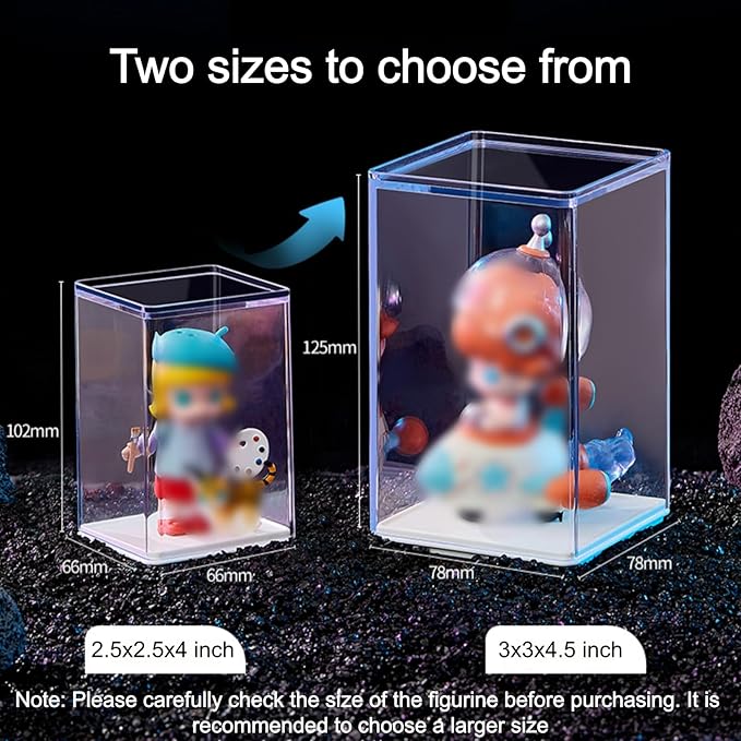 6 Pack Small Display Case for Figurines 2.5x2.5x4 inch Clear Acrylic Figure Box for Collectible Toy Minifigures Blind Doll Miniatures