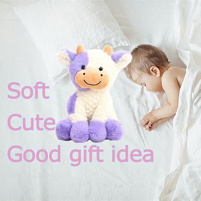 9" Cow Stuffed Animals Plush Doll Kids Boys Girls Animal (9” Purple Cow)