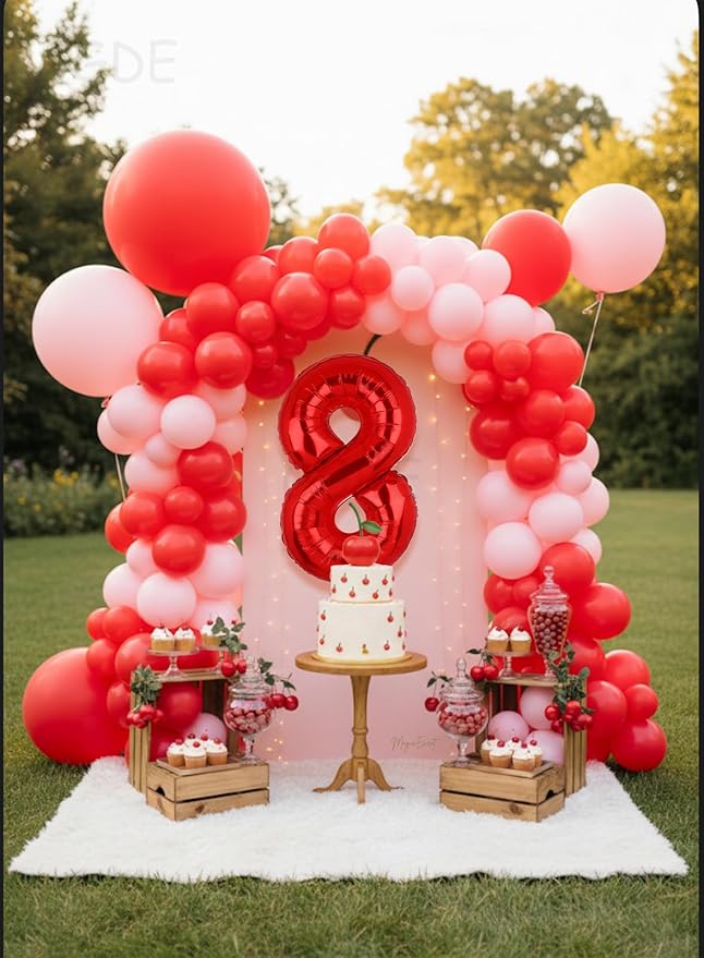 40 Inch 8 Red Number Balloons Mylar Foil Helium Digital Balloons Baby Shower 8th Birthday Party Decor Supplies