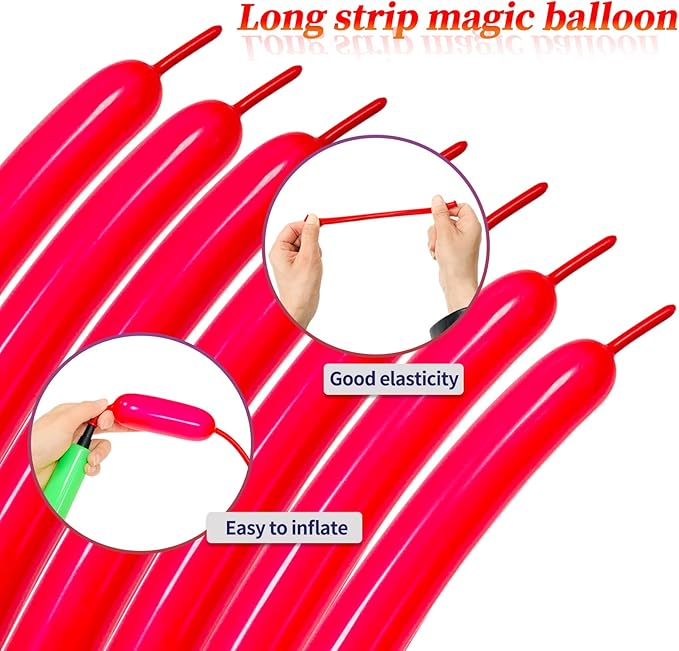 100pcs Red 260 balloons, Thickening Latex Long Twisting Balloons for Animal Model for Halloween Xmas Presents, Animal Shape Weddings, Birthdays Clowns.