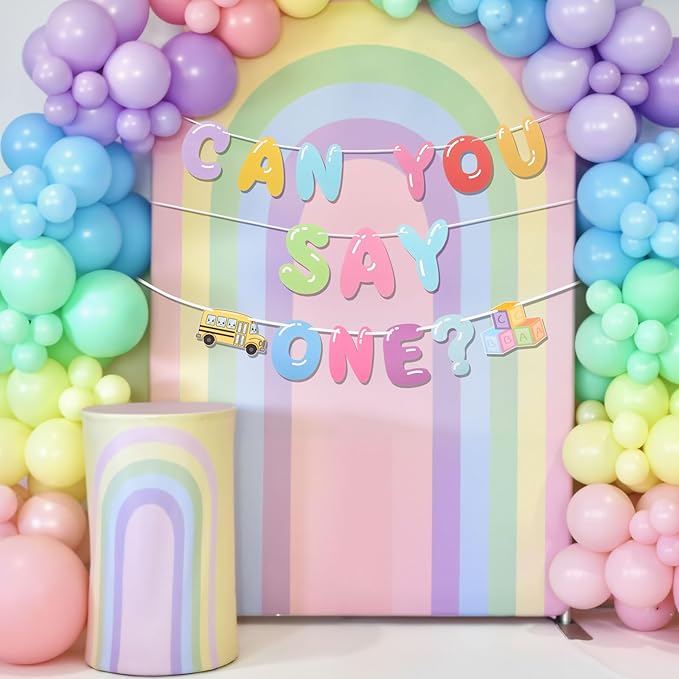 Can You Say Banner Enlightened Teacher Banner Cartoon Theme Girl Birthday Decorations Bubble Gum Party Decorations Funny Birthday Party Supplies (One)