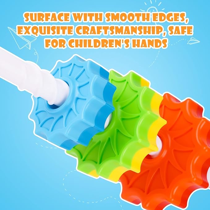 Spinning Stacking Toy for Kids, Rainbow Tower Dual-Color Spinning Wheels Premium Strong BPA-Free ABS Plastic Early Education Fun Learning and Engaging Brain Development Toys (Large 6th Floor)