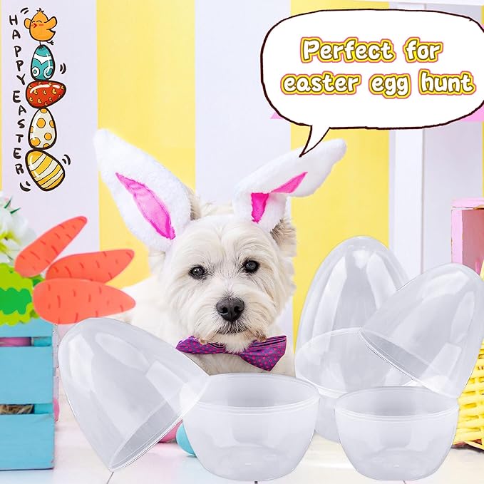 10 Pcs 10 Inch Giant Plastic Easter Eggs Jumbo Fillable Transparent White Empty Easter Eggs for Easter Basket Stuffers Party Supplies