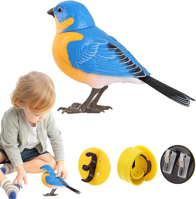 Robot Bird, Electric Singing Toy, Simulate Chirping, Battery Operated Realistic Birds for Home Decoration, Light & Voice Control