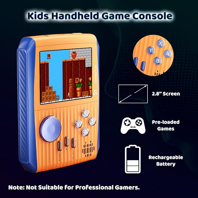 Kid Mini Handheld Retro Games Console Built in 666 Classic Games, Portable Handheld Video Games Console, 3 Inch Screen, 1020mAh Battery, Christmas Birthday Present Game Player for Boy Girl