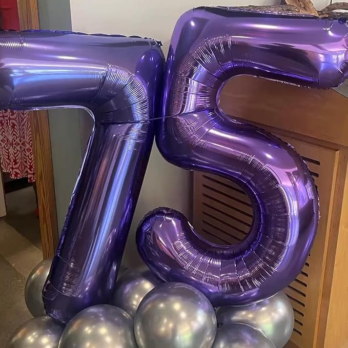 40 Inch Purple Number 27 Digital Balloon,Jumbo Mylar Foil Helium Balloon for 27 Balloons for Birthday Party,Wedding Anniversary Party Decorations
