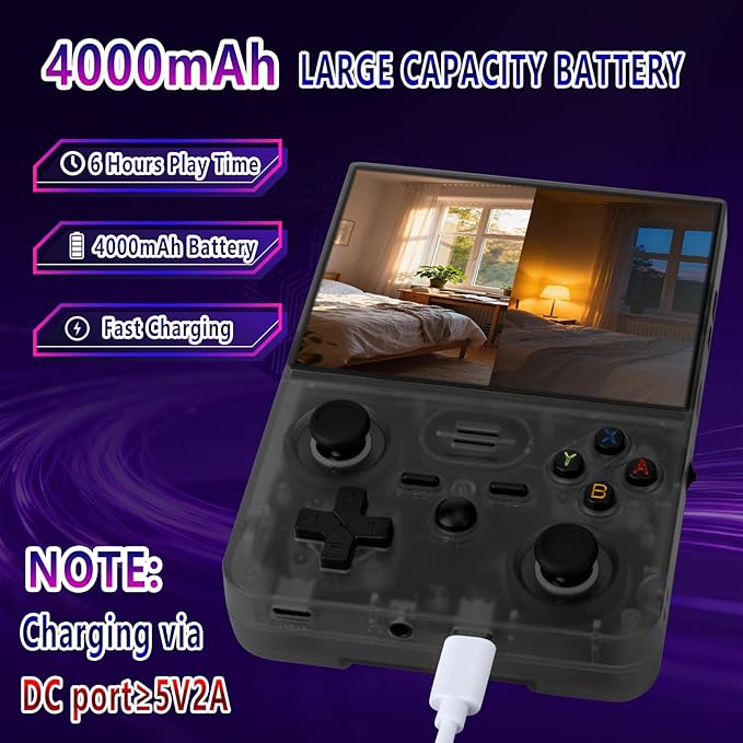 2026 NEW Upgrade RF45V Retro Handheld Game Console - 4.5 Inch Ultra-Large Screen,Support 18000+Classic Games,64G TF Card,4000mAh Battery,Linux System,Birthday Gift for Adult or Friends-Black