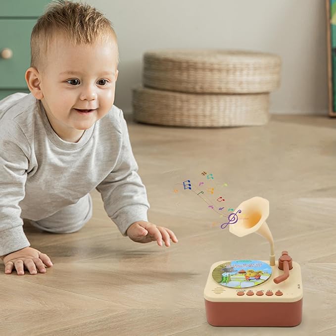 Kids Phonograph with 96 Cards, Toddler Record Player, Story & Music Player, Educational Phonograph for Boys and Girls Age 3+