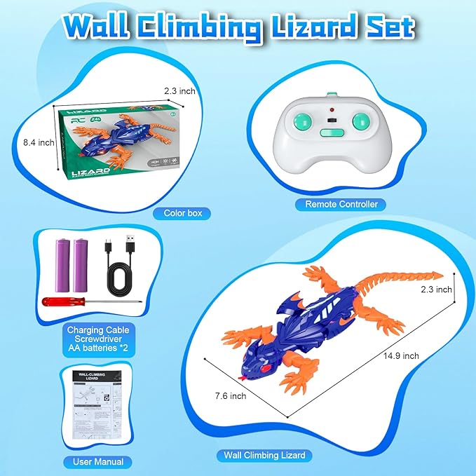 Wall Crawler Gecko, Electric Lizard Toy, Remote Control Climbing Car, Rc Robot Kids Toys, 2025 Cool Stuff Gadgets for Boys Girls, Christmas Birthday Gifts for Age 6+ Year Old