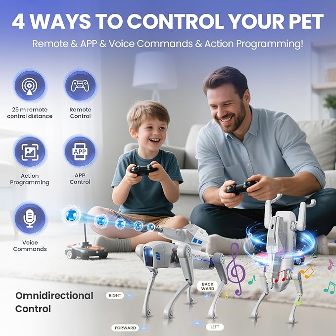 Smart Robot Dog Toy for Kids, Interactive STEM Robot Pet with Blaster, Voice & Remote Control, App Programming, 30+ Actions, Bionic Walking, Robotic Dog Birthday Gifts for Boys Girls Age 6+