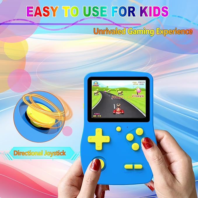 32 Bit Handheld Game for Kids Preloaded 139 Retro Video Games, 3.0'' IPS Screen and Rechargeable Battery Portable Gaming System, Mini Travel Electronic Toy Gifts for Boys Girls (Blue)
