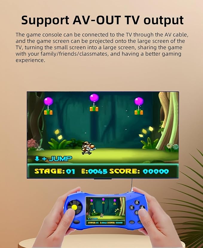 3-inch Racing Car Appearance Video Game Console Built-in 250 64bit Games AV-Out Students/Adults Handheld Toys Kid's Birthday Home/Outdoor/Travel Entertainment