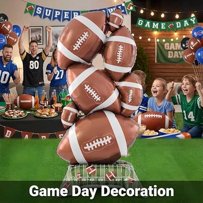 Football Party Supplies, 59 Inch Standing Football Balloons Pile for Party Decorations, Sports Theme Birthday, Game Day Celebration, Outdoor & Indoor Photo Backdrop