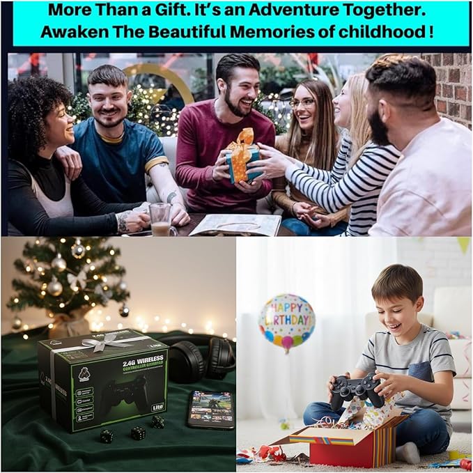 2026 Newest Retro Game Console, 20000+Games Wireless Home Video Game Console with 2 Wireless Handles, 64G HDMI TV Plug and Play PSP Arcade Stick, Support Dual TV Output, Gift for Kids & Adults