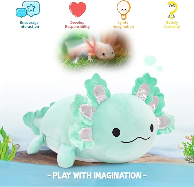 4Pcs Axolotl Plush, Large Salamander Stuffed Animal Mommy 24" with 3 Babies in Tummy, Plushie Pillow Gifts for Kids