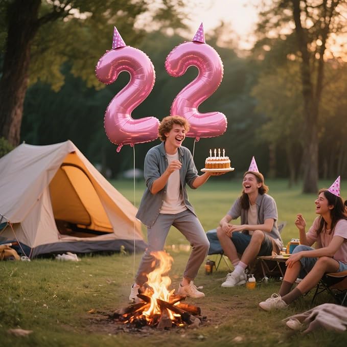 40 Inch Pink Number 22 Digital Balloon,Jumbo Mylar Foil Helium Balloon for 22 Balloons for Birthday Party,Wedding Anniversary Party Decorations