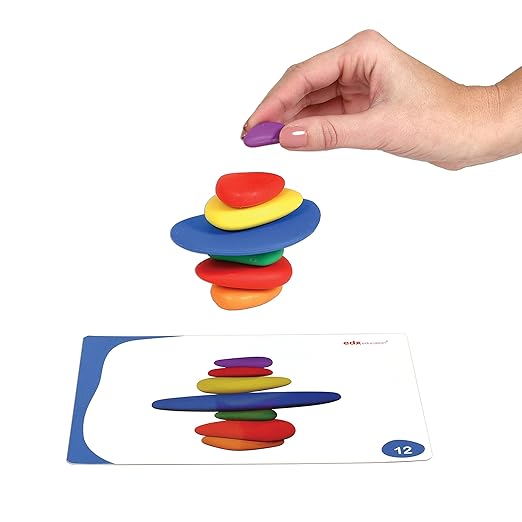 Rainbow Pebbles - Set of 36 Sorting and Stacking Stones with 20 Activity Cards - in Home Learning Toy for Early Math