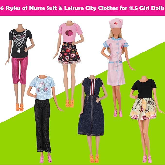 71Pcs Doll Clothes & Accessories for 12 Inch Boy & Girl Dolls - Pet Care Set Includes 25 Wear Clothes, Shirts, Jeans, Suits, Shoes, Pet Doctor Playset, Trolley, Backpack