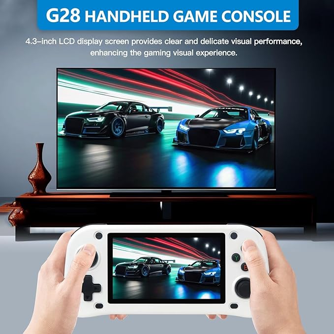15000+ Games Retro Handheld Console, HD Gaming Controller, TV Home Arcade, 64GB Storage, 4.3-Inch Display, Multiple Emulators for PS1, for N64, Supports HDMI Output(White),Updated by Loner