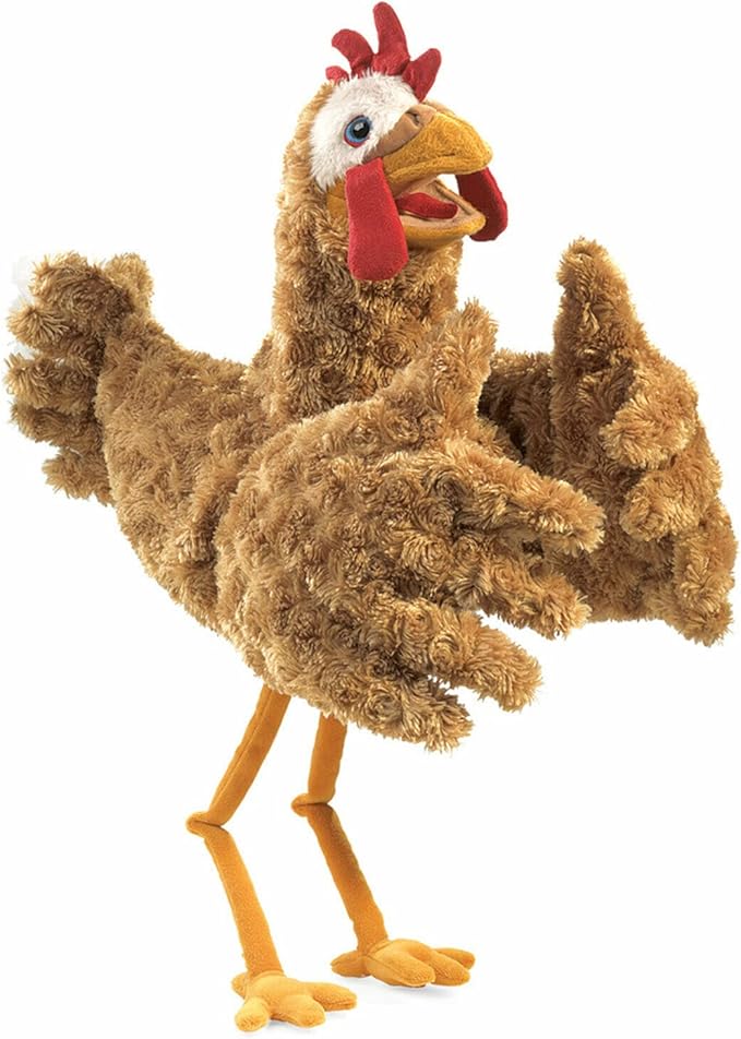 Folkmanis Chicken Two-Handed Puppet, Orange-red, 1 EA