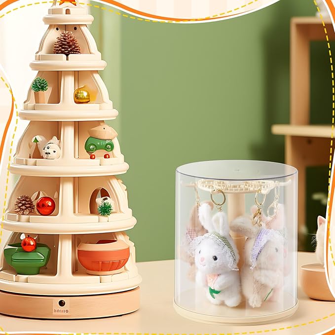 Weysat Rotating Doll Display Case, Clear Transparent 360° View Dustproof Showcase for 5.9-6.7 Inch Collectible Figures, Box Toys & Keychains (No Dolls)