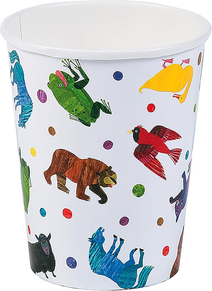 Fun Express Eric Carle Brown Bear, Brown Bear, What Do You See? Paper Cups - Party Supplies - Print Tableware - Print Cups - Birthday - 8 Pieces