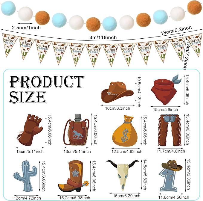 Peryiter 5 Pcs My First Rodeo Decor Banners for Boy Cowboy 1st Birthday Party Decoration My First Rodeo Banner Cowboy Baby Shower Decorations for Boy Birthday Party Supplies