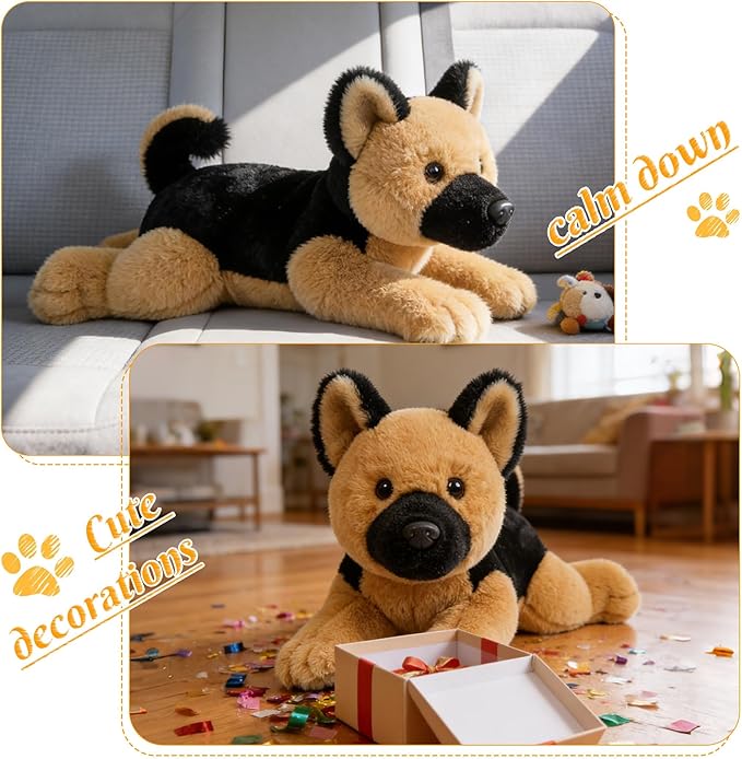 Plush Toy Stuffed Dog Animal Soft Plushie Puppy Dog Plush Stuffed Animal for Children Toddlers Boys Girls Birthday Christmas Cute Puppy Plush German Shepherd